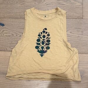 FP Movement by Free People Cream Crop Top with Iridescent Graphic